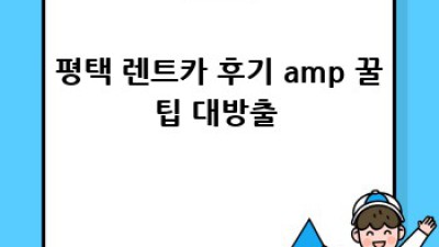 평택 신장1동 렌트카🚗 완벽 조건! 놓치면 후회할 정보💯